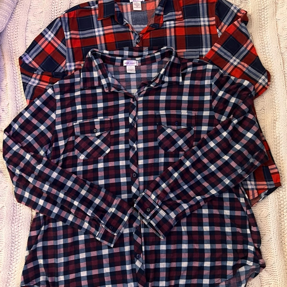 2 Wet Seal plaid button downs